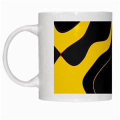 Yellow Black Orange Abstract Art Pattern White Mugs by SpinnyChairDesigns