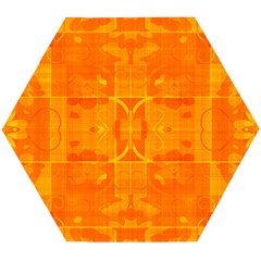 Orange Peel Abstract Batik Pattern Wooden Puzzle Hexagon by SpinnyChairDesigns