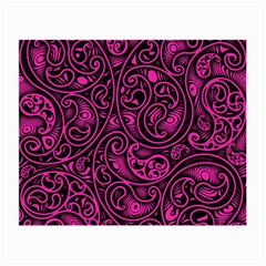 Hot Pink And Black Paisley Swirls Small Glasses Cloth by SpinnyChairDesigns