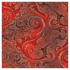 Scarlet Red Grey Brown Swirls Spirals Long Sheer Chiffon Scarf  by SpinnyChairDesigns