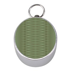 Chive And Olive Stripes Pattern Mini Silver Compasses by SpinnyChairDesigns