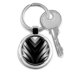 Black And Silver Pattern Key Chain (round) by SpinnyChairDesigns