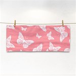 Pink and White Butterflies Hand Towel Front