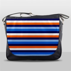 Ocean Blue Stripes Messenger Bag by tmsartbazaar