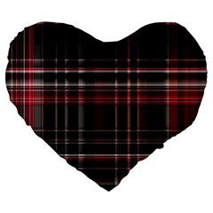 Red Black White Plaid Stripes Large 19  Premium Flano Heart Shape Cushions by SpinnyChairDesigns