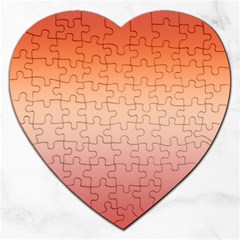 Vermilion Coral Sunset Gradient Ombre Jigsaw Puzzle (heart) by SpinnyChairDesigns