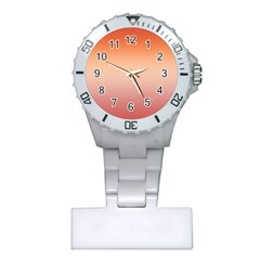 Vermilion Coral Sunset Gradient Ombre Plastic Nurses Watch by SpinnyChairDesigns