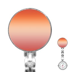 Vermilion Coral Sunset Gradient Ombre Stainless Steel Nurses Watch by SpinnyChairDesigns