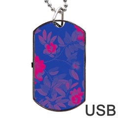 Bi Floral-pattern-background-1308 Dog Tag Usb Flash (one Side) by VernenInk