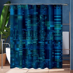 Blue Green Abstract Art Geometric Pattern Shower Curtain 60  X 72  (medium)  by SpinnyChairDesigns