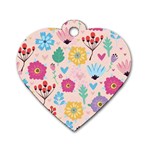 Tekstura-fon-tsvety-berries-flowers-pattern-seamless Dog Tag Heart (Two Sides) Front