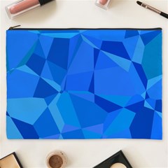 Electric Blue Geometric Pattern Cosmetic Bag (xxxl) by SpinnyChairDesigns