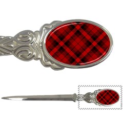 Red And Black Plaid Stripes Letter Opener by SpinnyChairDesigns