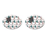 Seamless-cute-cat-pattern-vector Cufflinks (Oval) Front(Pair)