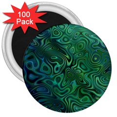 Emerald Green Blue Marbled Color 3  Magnets (100 Pack) by SpinnyChairDesigns