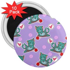 Playing Cats 3  Magnets (10 Pack)  by Sobalvarro