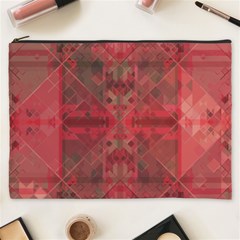 Indian Red Color Geometric Diamonds Cosmetic Bag (xxxl) by SpinnyChairDesigns