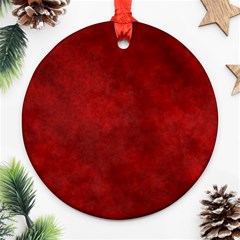 Scarlet Red Velvet Color Faux Texture Round Ornament (two Sides) by SpinnyChairDesigns