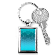 Aqua Blue And Teal Color Diamonds Key Chain (rectangle) by SpinnyChairDesigns