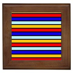 Red And Blue Contrast Yellow Stripes Framed Tile by tmsartbazaar