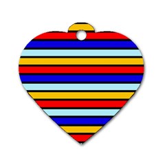 Red And Blue Contrast Yellow Stripes Dog Tag Heart (one Side) by tmsartbazaar