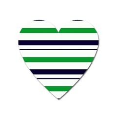 Green With Blue Stripes Heart Magnet by tmsartbazaar