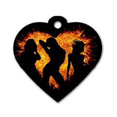 Shadow Heart Love Flame Girl Sexy Pose Dog Tag Heart (two Sides) by HermanTelo