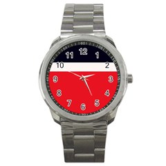 Navy Blue With Red Sport Metal Watch by tmsartbazaar