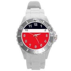 Navy Blue With Red Round Plastic Sport Watch (l) by tmsartbazaar