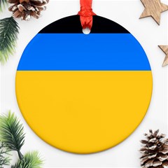 Bright Yellow With Blue Ornament (round) by tmsartbazaar