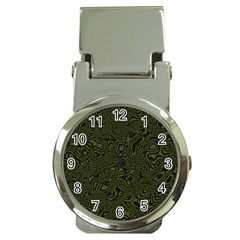 Army Green And Black Stripe Camo Money Clip Watches by SpinnyChairDesigns