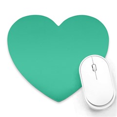 True Biscay Green Solid Color Heart Mousepads by SpinnyChairDesigns