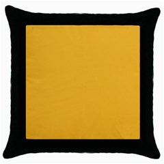 True Mustard Yellow Color Throw Pillow Case (black) by SpinnyChairDesigns