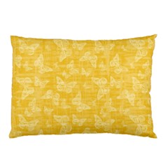 Saffron Yellow Butterflies Batik Pillow Case by SpinnyChairDesigns