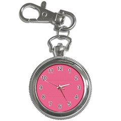 Blush Pink Color Stripes Key Chain Watches by SpinnyChairDesigns