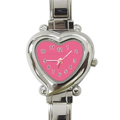 Blush Pink Color Stripes Heart Italian Charm Watch by SpinnyChairDesigns