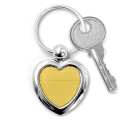 Saffron Yellow Color Stripes Key Chain (heart) by SpinnyChairDesigns