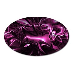 Black Magenta Abstract Art Oval Magnet by SpinnyChairDesigns