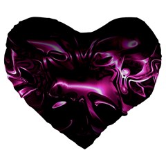 Black Magenta Abstract Art Large 19  Premium Heart Shape Cushions by SpinnyChairDesigns