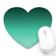 Biscay Green Gradient Ombre Heart Mousepads by SpinnyChairDesigns