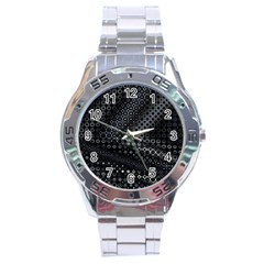 Black Abstract Pattern Stainless Steel Analogue Watch by SpinnyChairDesigns