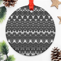 Boho Black And White Pattern Ornament (round) by SpinnyChairDesigns