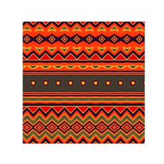 Boho Orange Tribal Pattern Small Satin Scarf (square) by SpinnyChairDesigns