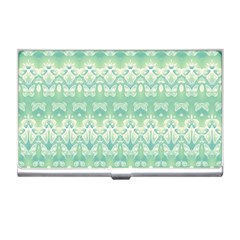 Boho Biscay Green Pattern Business Card Holder by SpinnyChairDesigns