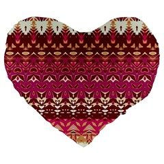 Boho Fuschia And Gold Pattern Large 19  Premium Heart Shape Cushions by SpinnyChairDesigns