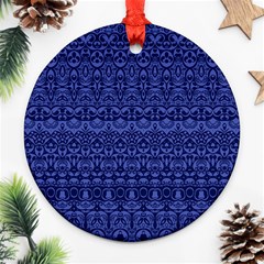 Boho Navy Blue  Ornament (round) by SpinnyChairDesigns