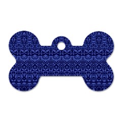 Boho Navy Blue  Dog Tag Bone (two Sides) by SpinnyChairDesigns