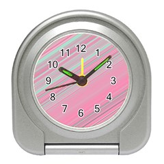 Turquoise And Pink Striped Travel Alarm Clock by SpinnyChairDesigns