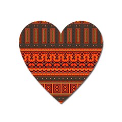 Boho Aztec Rust Orange Color Stripes Heart Magnet by SpinnyChairDesigns