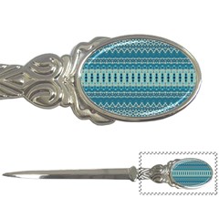 Boho Blue Teal Striped Letter Opener by SpinnyChairDesigns